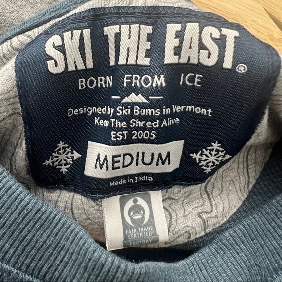 Ski the East Born from Ice Waffle Long Sleeve Shirt, Indigo size Medium - Picture 5 of 5